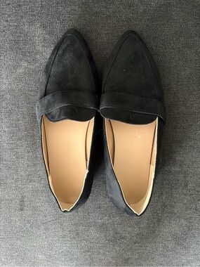 Black Suede Pointed Toe Flats - Women